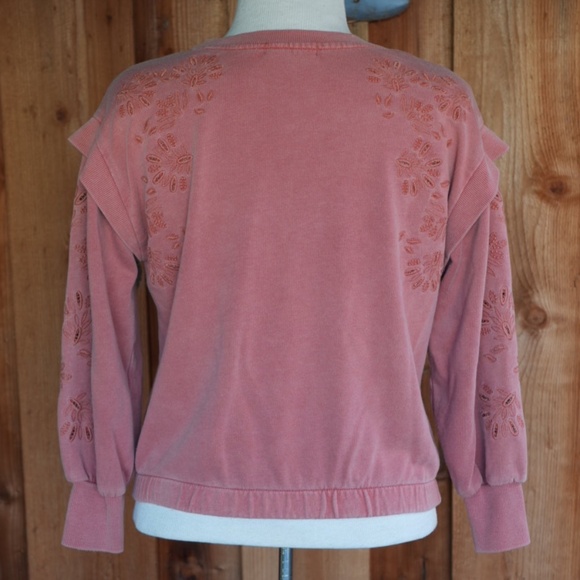 Democracy Long Sleeve Flange Shoulder Mineral Wash Sweatshirt In Toasted Pumpkin - Picture 10 of 17